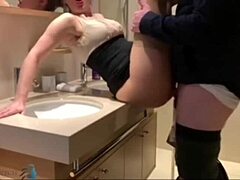 Amateur couple gets wild in the bathroom with a big cock
