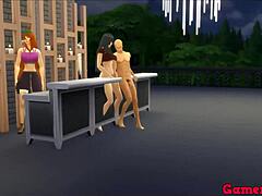 Big-titted Japanese wife Hinata gets married and cheats on her husband with the bartender at a bonfire party