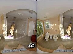 Nézze meg, ahogy egy dögös lány rosszul viselkedik a fürdőszobában! (VR)