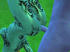 Una ragazza con grandi seni si diverte a fare sesso all'aperto in Avatar