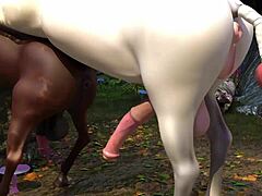 Futanaris animasi terlibat dalam seks 3D yang beruap