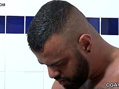 Gay shower scene with big cocked stud
