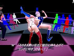Спортска аниме девојка се настрада са играчкама у 3Д сцени