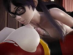 Double the pleasure: Helen Parr gets creampied in this 3D animated porn