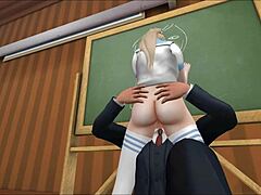Private school sex game with animated student and teacher