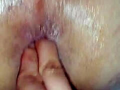 Moaning femdom wife uses strapon to prepare her sub husband for anal training