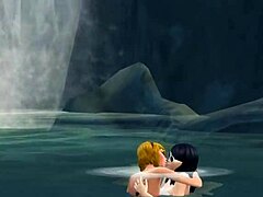 Handjob and fucking with two lesbian couples in a 3D cartoon