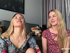 Két amatőr leszbikus felfedezheti egymás testét egy forró videóban