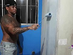 Jhonny Gab fucks the painter and ends up with his big ass covered in cum