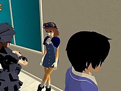 Animated police officer dominates his submissive slave