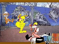 Pepe Le Pew, il coniglio dei cartoni animati, fa il vizioso con Lola Rabbit