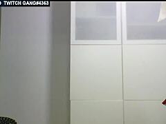 Naked on stream video of a twitch streamer's handstand slip and boob flash