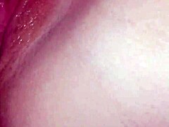 Anal fingering results in intense squirt and close-up view