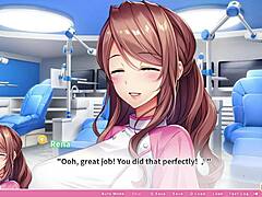 Japanese hentai game: Busty dentists checkup with animated ero app
