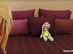 Emma, en blond futanari, i aktion med dolly i ocensurerad 3D-gameplay