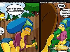Marge blir slem med naboen Ned i et hett animert hentai-spill