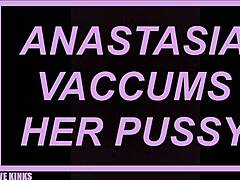Anastasia's solo masturbation session with a vacuum cleaner