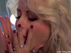 A blonde goddess demonstrates exceptional oral sex skills in a video tagged with Cumshots, Swallow, Handjob, and others