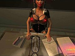 Verken een 3D VR-spel met een rondborstige verpleegster in latex die orale seks uitvoert op een penisvormige sonde, inclusief overheersing en BDSM-elementen