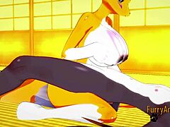 Get your fix of furry animation with this Digimon hentai